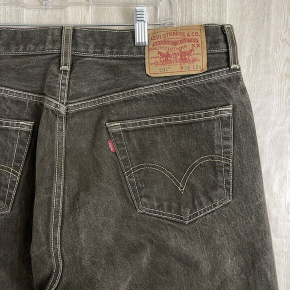 Levis 501 Jeans Men 36x34 Brown Button Fly Denim Faded Y2k VTG Rugged México - Picture 16 of 16